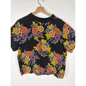 Msgm Multicolor Floral Short Sleeve Top 100%  Silk Size 42